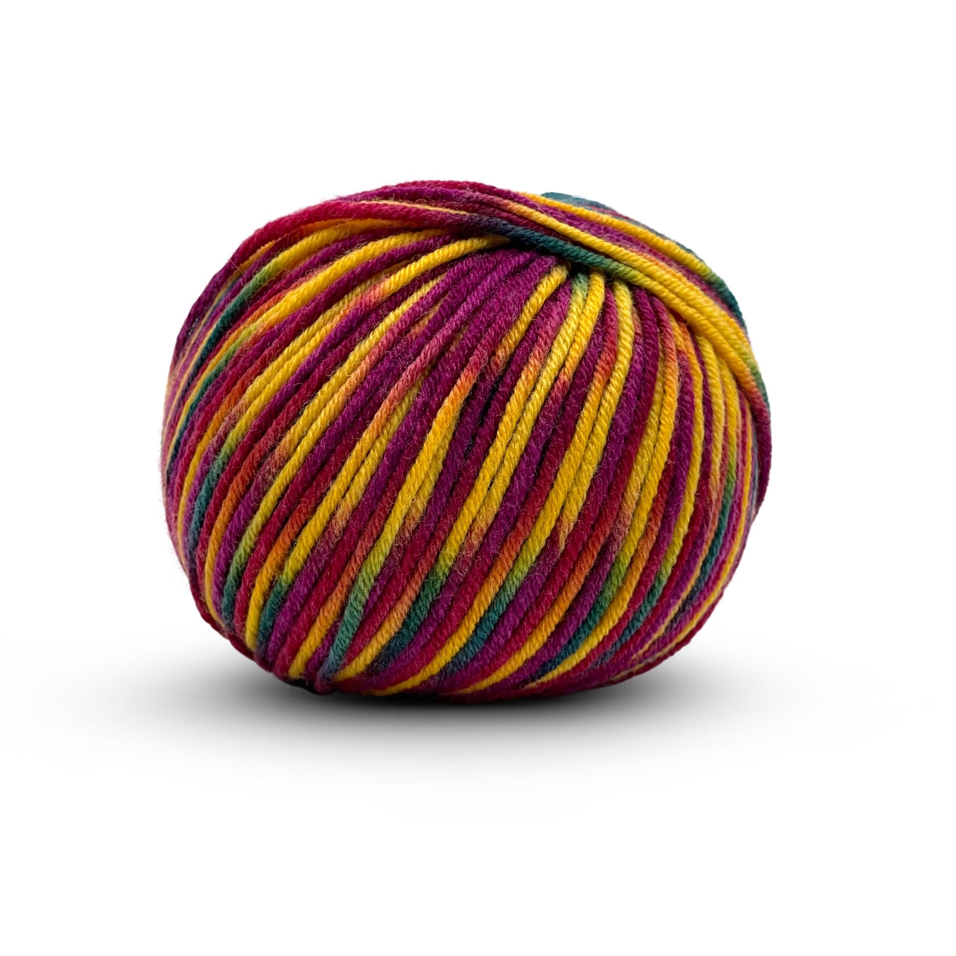 Ekstra delikatna wełna merino żółto-fioletowa włoska print 19,5 mikrona na druty żółto-zielono-fioletowy