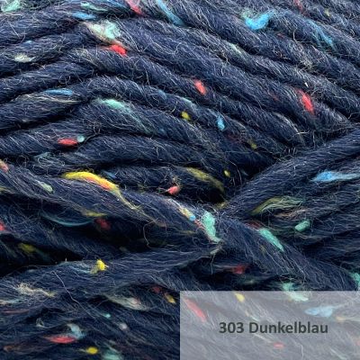 Rustykalna merino 85% z wtrąceniami elegancka 50m niebieski kolor