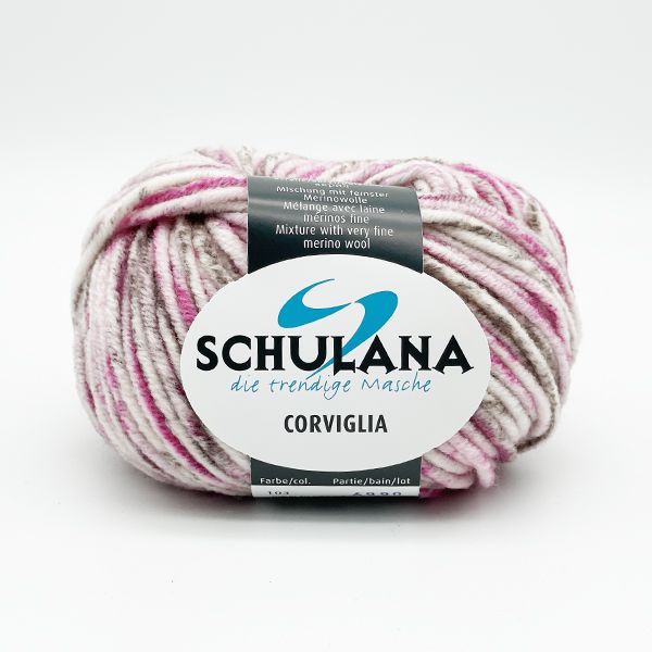 Miękka włóczka Corviglia-Print premium merino 60% 50g różowo-brązowy